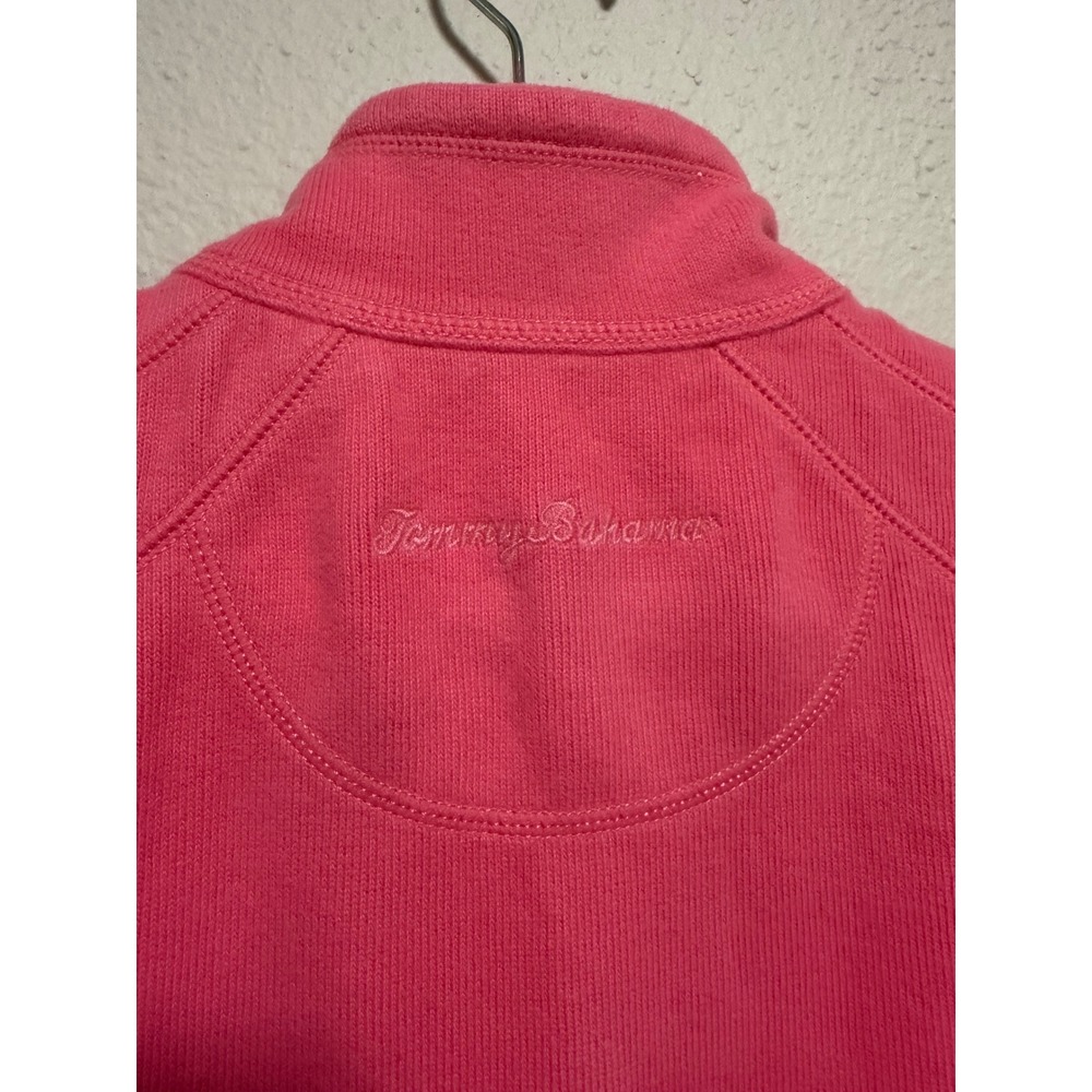 Tommy Bahama Pink Ribbed Full Zip Vest Mock Neck Cotton Blend Small - Picture 4 of 8